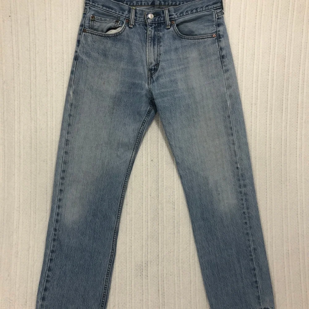 Levis 505 Regular Fit Straight Leg‎ Light Wash Blue Denim Jeans Mens W33 L30